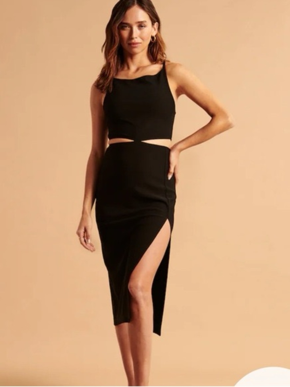 Abercrombie and Fitch Boatneck Side Cutout Midi Dress
